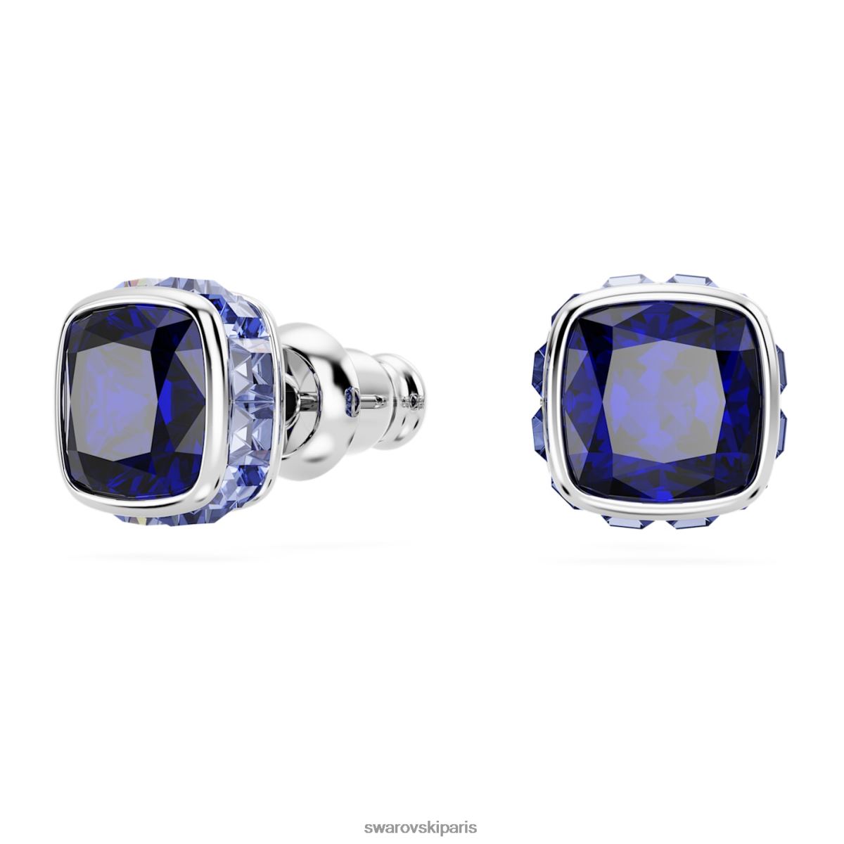 bijoux Swarovski boucles d'oreilles clous avec pierre de naissance coupe carrée septembre, bleu, rhodié RZD0XJ729