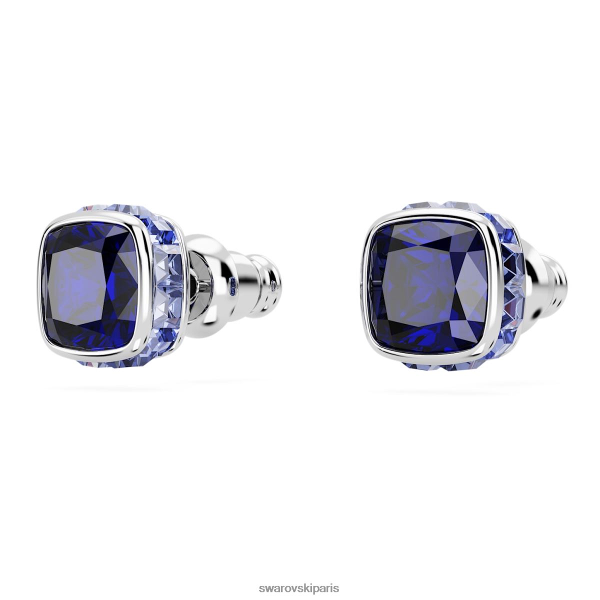 bijoux Swarovski boucles d'oreilles clous avec pierre de naissance coupe carrée septembre, bleu, rhodié RZD0XJ729