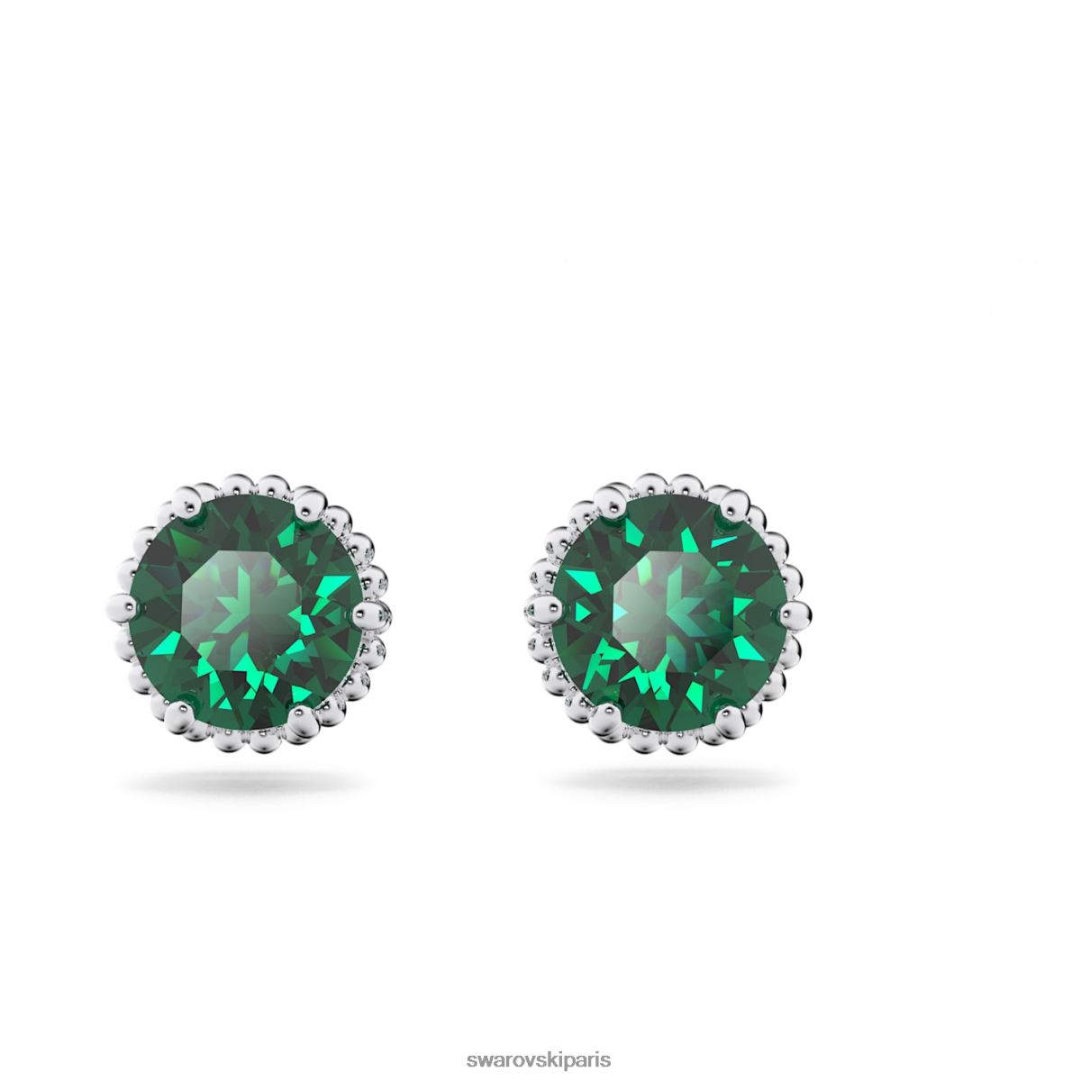bijoux Swarovski boucles d'oreilles clous avec pierre de naissance coupe ronde mai, vert, rhodié RZD0XJ660