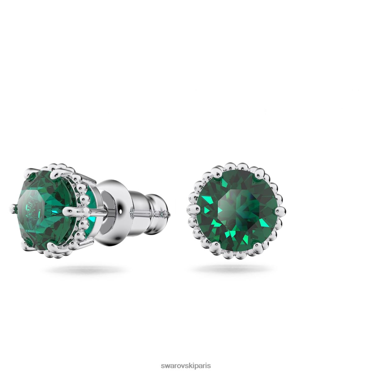 bijoux Swarovski boucles d'oreilles clous avec pierre de naissance coupe ronde mai, vert, rhodié RZD0XJ660