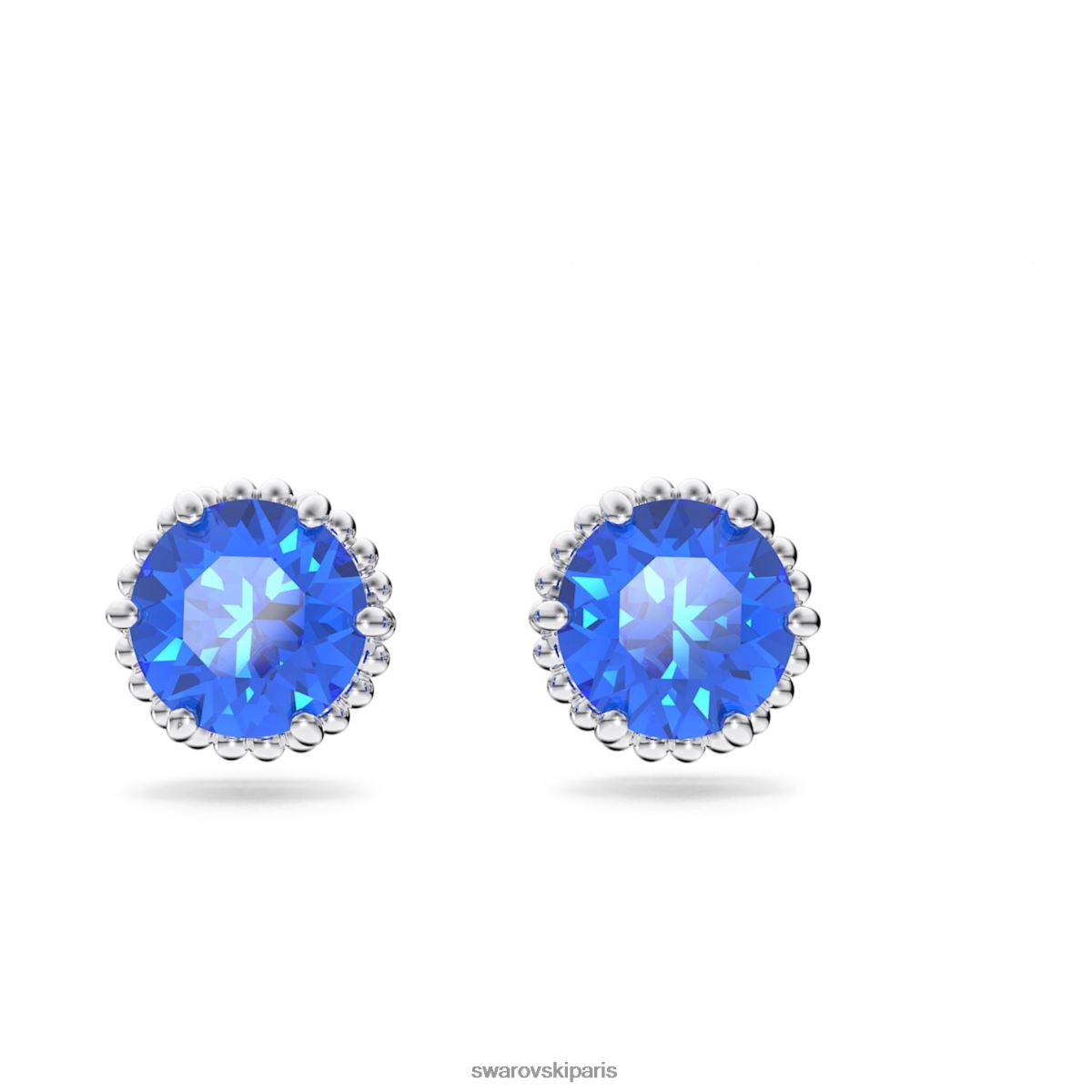 bijoux Swarovski boucles d'oreilles clous avec pierre de naissance coupe ronde septembre, bleu, rhodié RZD0XJ685