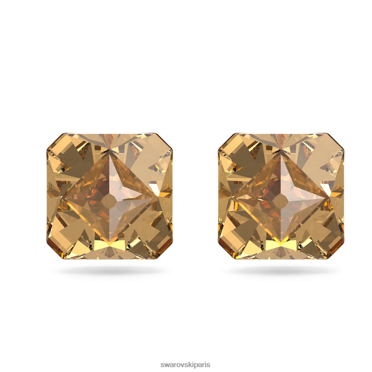 bijoux Swarovski boucles d'oreilles clous en ortyx taille pyramidale, jaune, métal doré RZD0XJ701