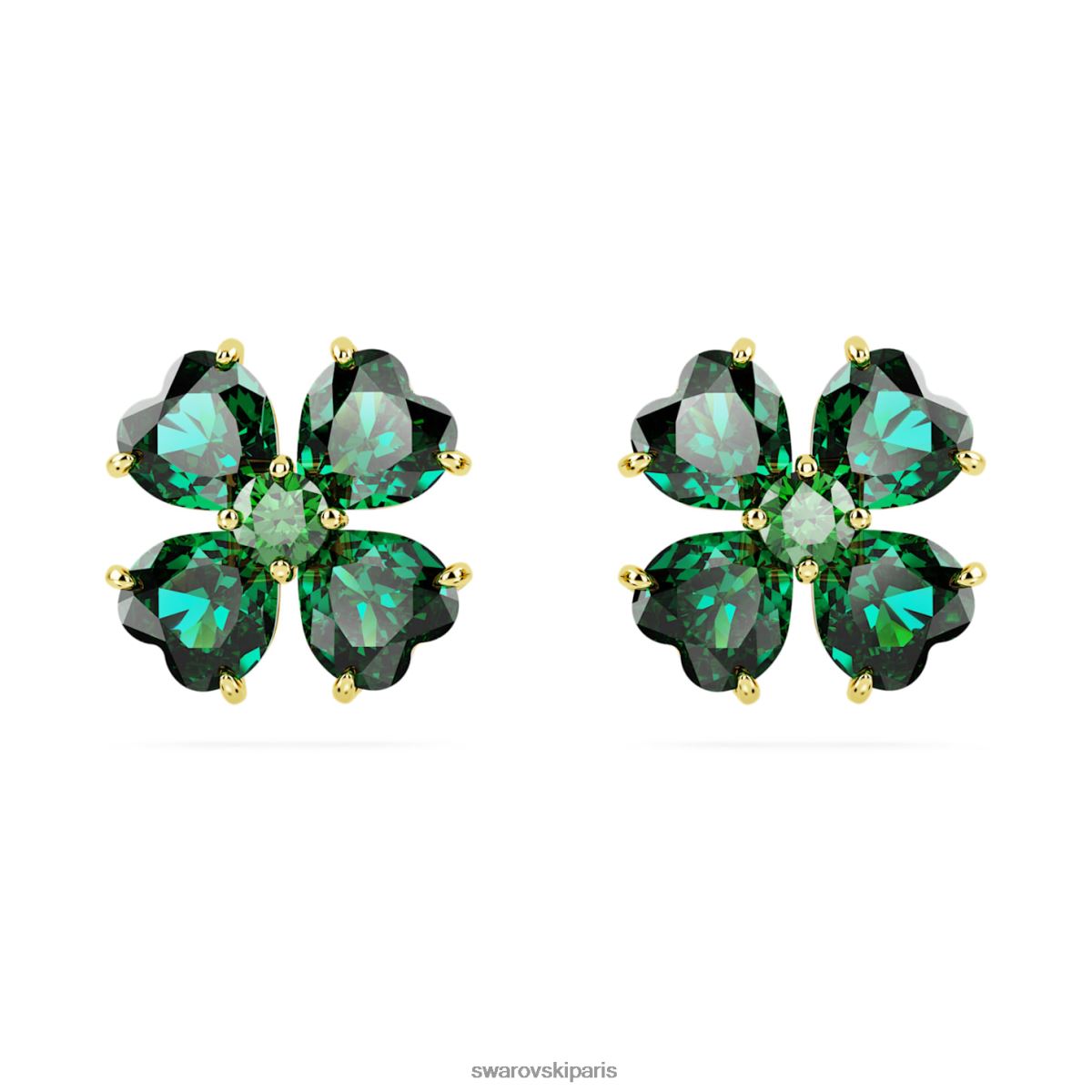 bijoux Swarovski boucles d'oreilles clous idyllia trèfle, vert, métal doré RZD0XJ723