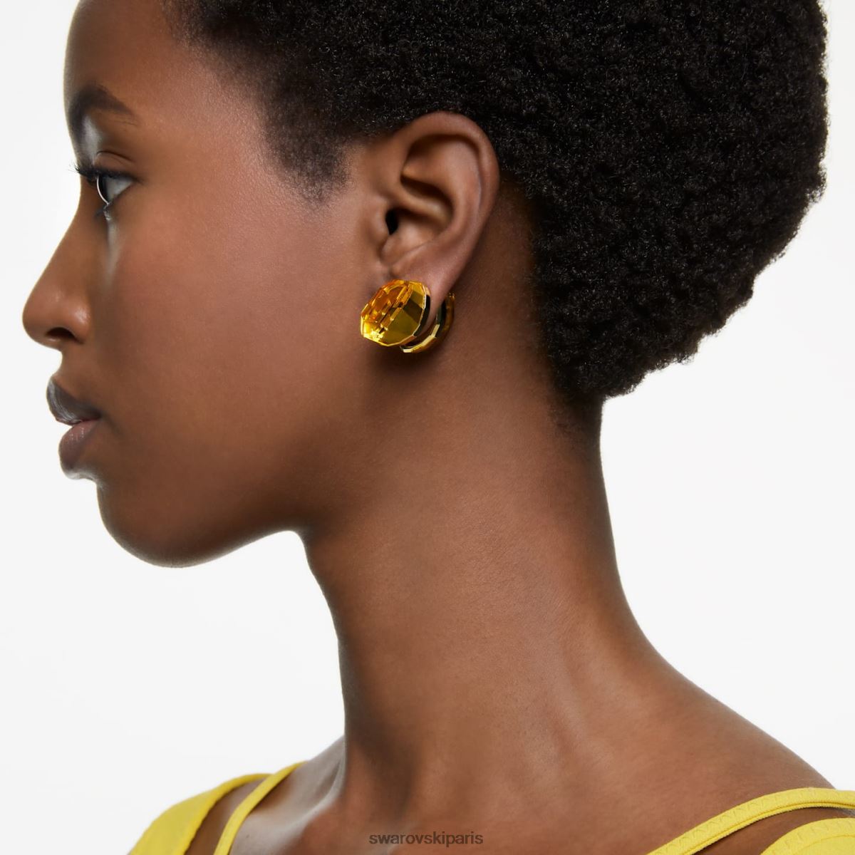 bijoux Swarovski boucles d'oreilles à clous transparentes jaune, plaqué ton or RZD0XJ715