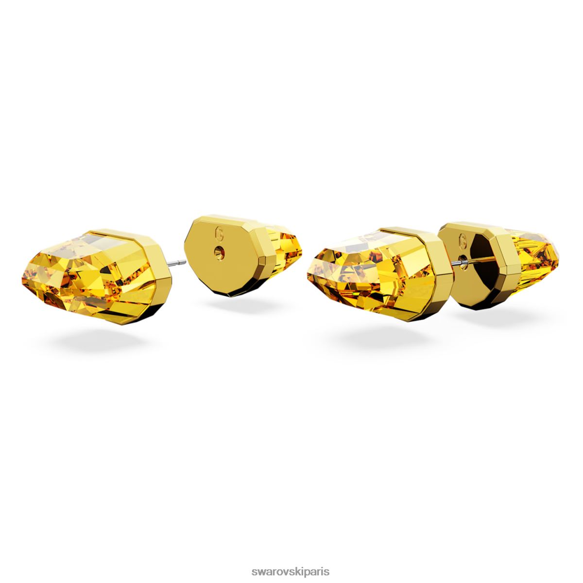 bijoux Swarovski boucles d'oreilles à clous transparentes jaune, plaqué ton or RZD0XJ715