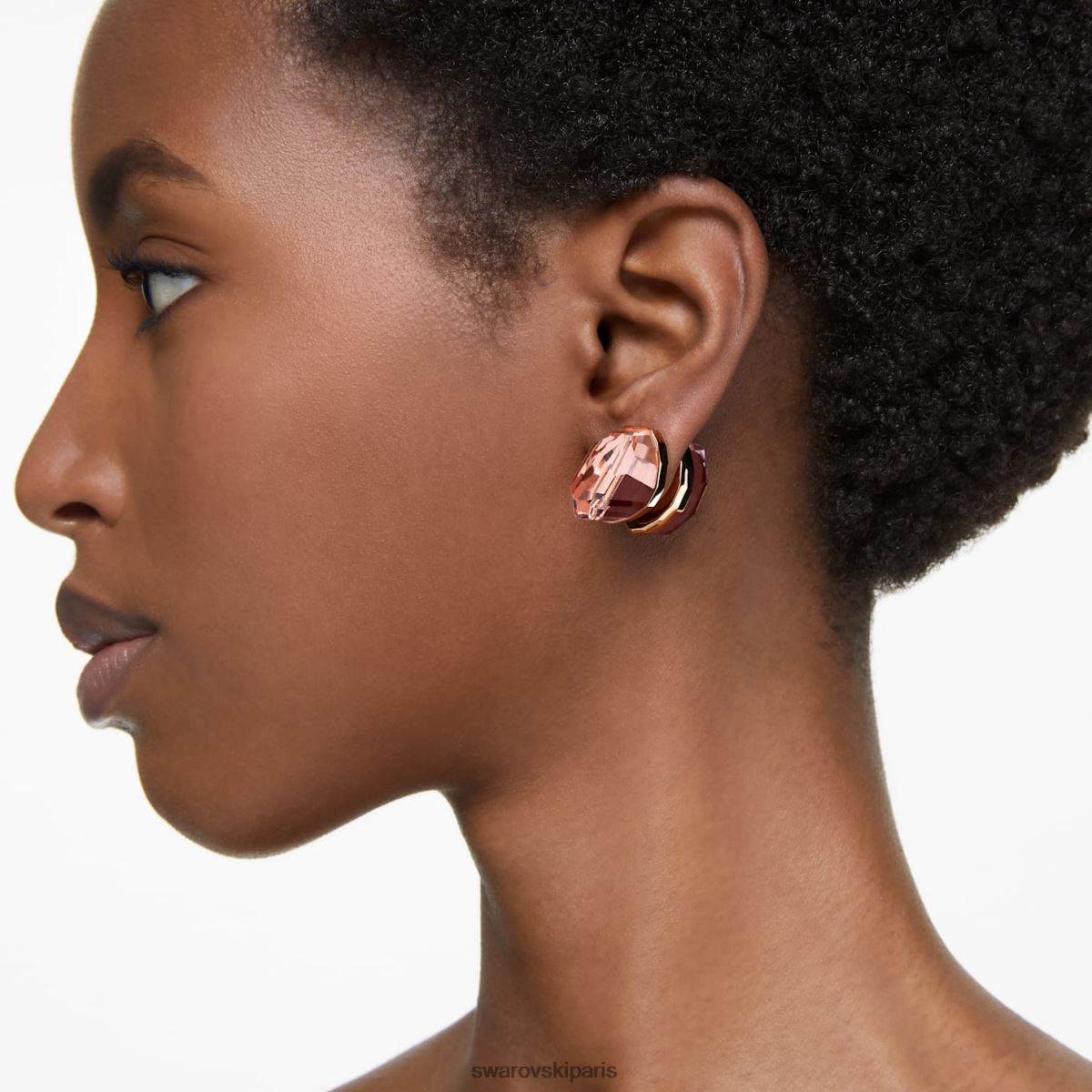 bijoux Swarovski boucles d'oreilles à clous transparentes rose, plaqué ton or rose RZD0XJ737