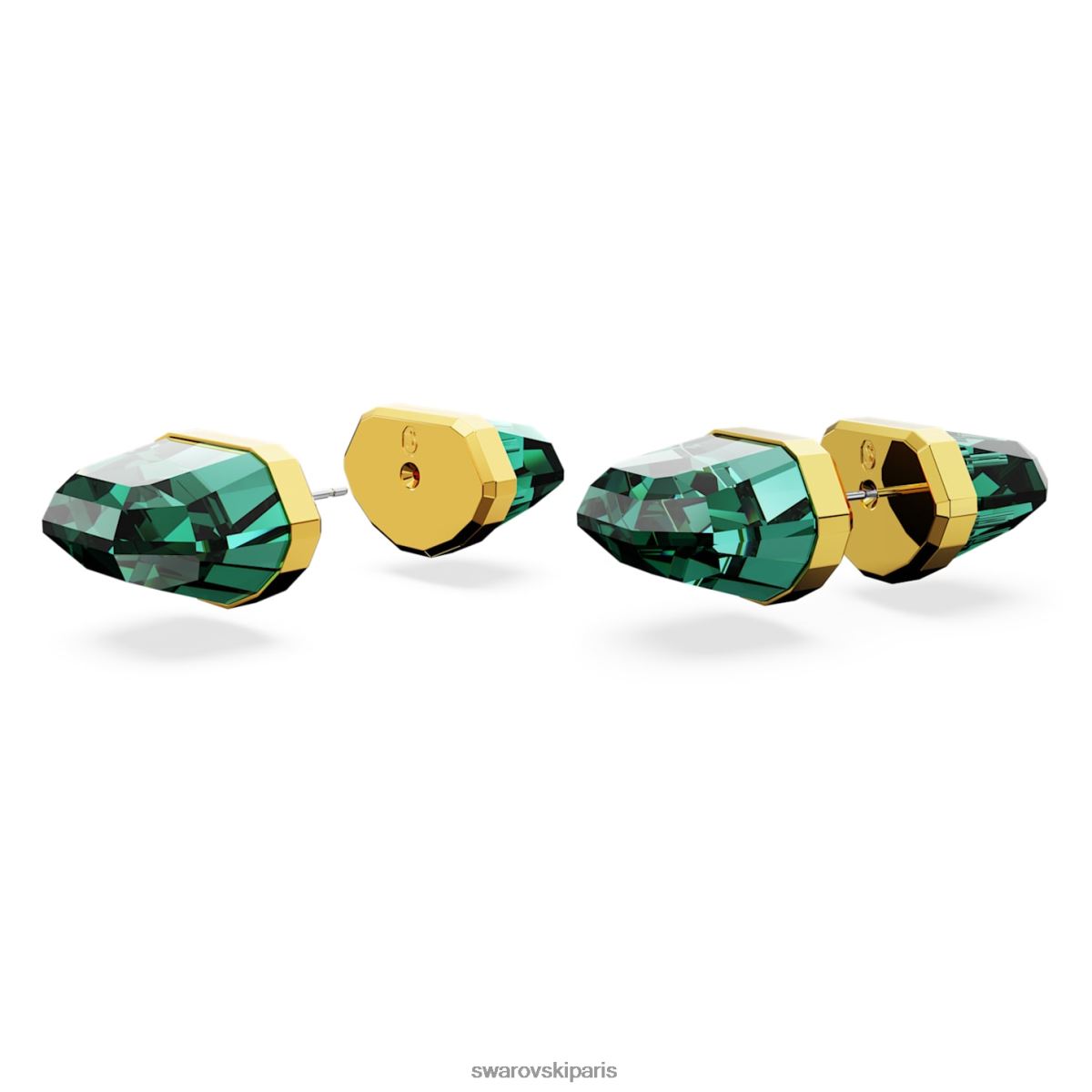 bijoux Swarovski boucles d'oreilles à clous transparentes vert, plaqué doré RZD0XJ711