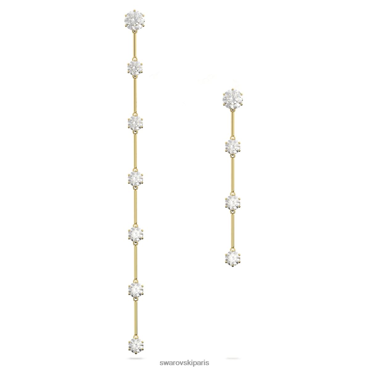 bijoux Swarovski boucles d'oreilles constellation design asymétrique, coupe ronde, blanc, métal doré brillant RZD0XJ816