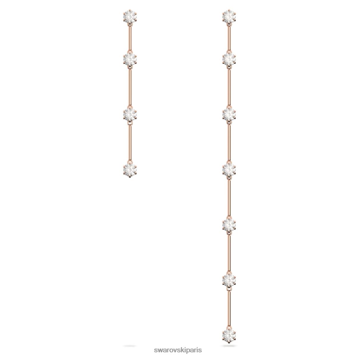bijoux Swarovski boucles d'oreilles constellation design asymétrique, coupe ronde, blanc, métal plaqué or rose RZD0XJ794