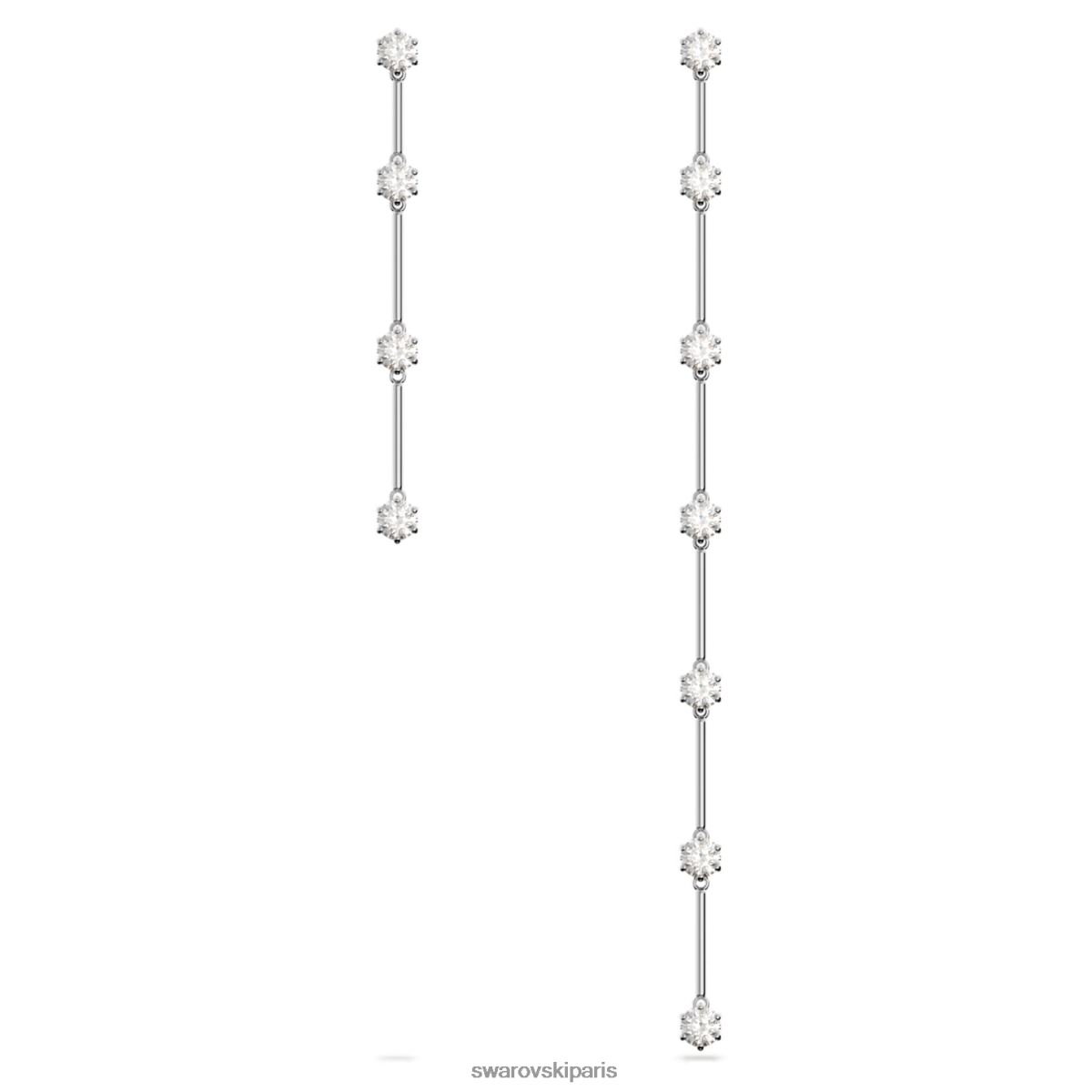 bijoux Swarovski boucles d'oreilles constellation design asymétrique, coupe ronde, blanc, rhodié RZD0XJ785