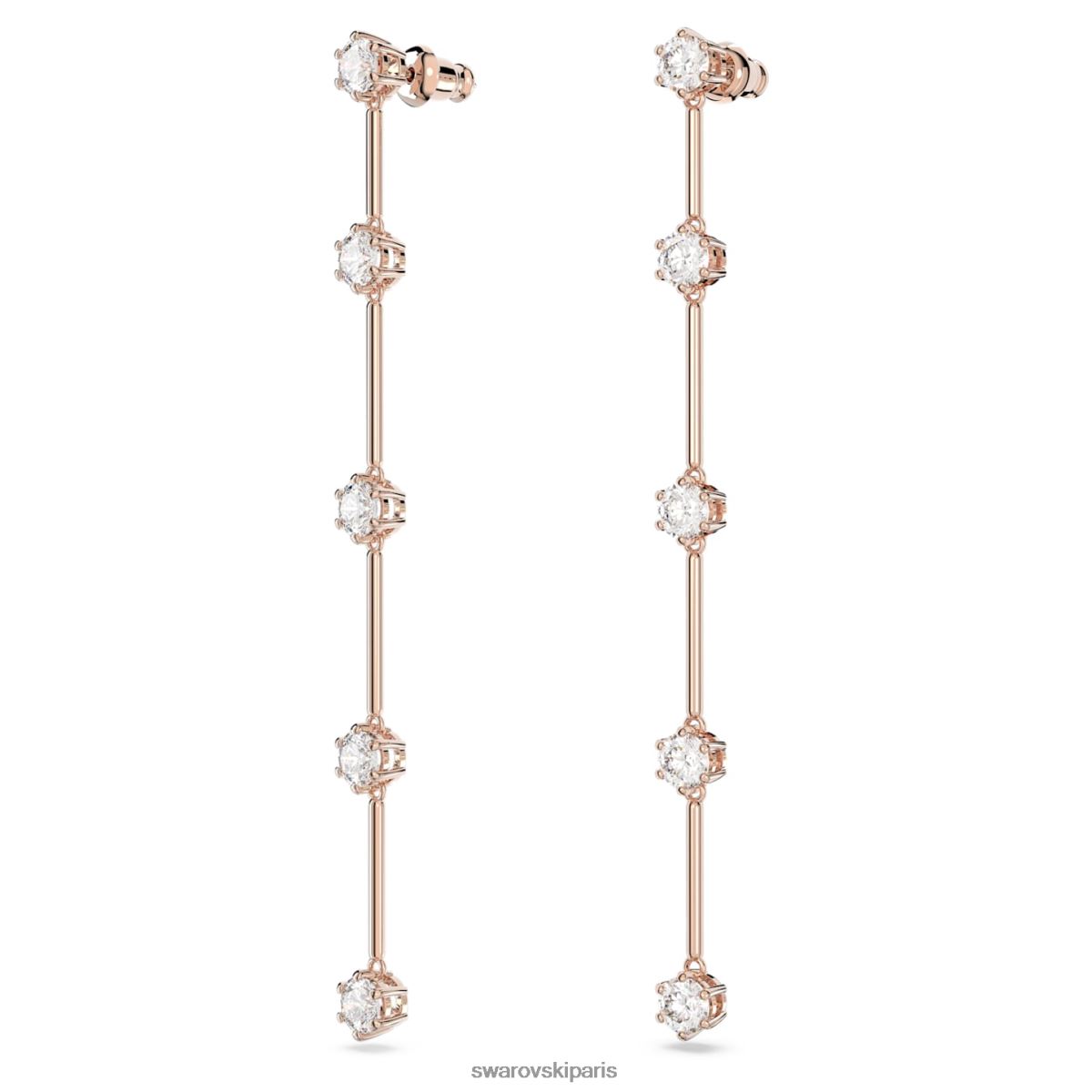 bijoux Swarovski boucles d'oreilles constellation taille ronde, blanc, plaqué ton or rose RZD0XJ834