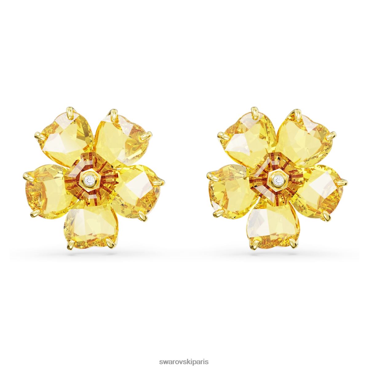 bijoux Swarovski boucles d'oreilles florere fleur, jaune, métal doré RZD0XJ712