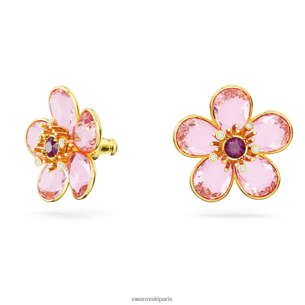 bijoux Swarovski boucles d'oreilles florere fleur, rose, métal doré RZD0XJ655