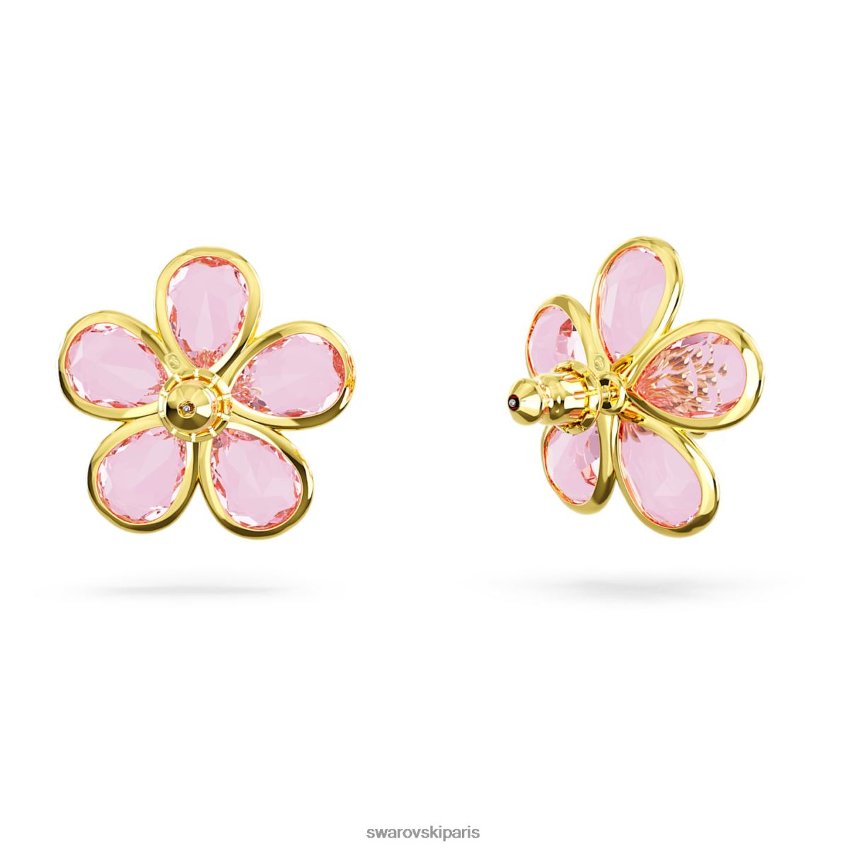 bijoux Swarovski boucles d'oreilles florere fleur, rose, métal doré RZD0XJ655