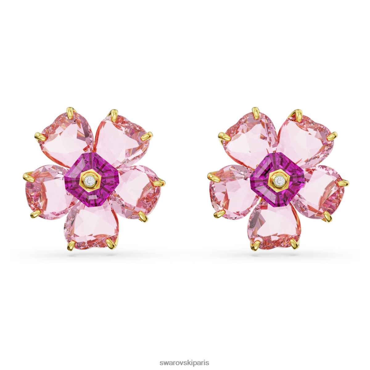 bijoux Swarovski boucles d'oreilles florere fleur, rose, métal doré RZD0XJ751