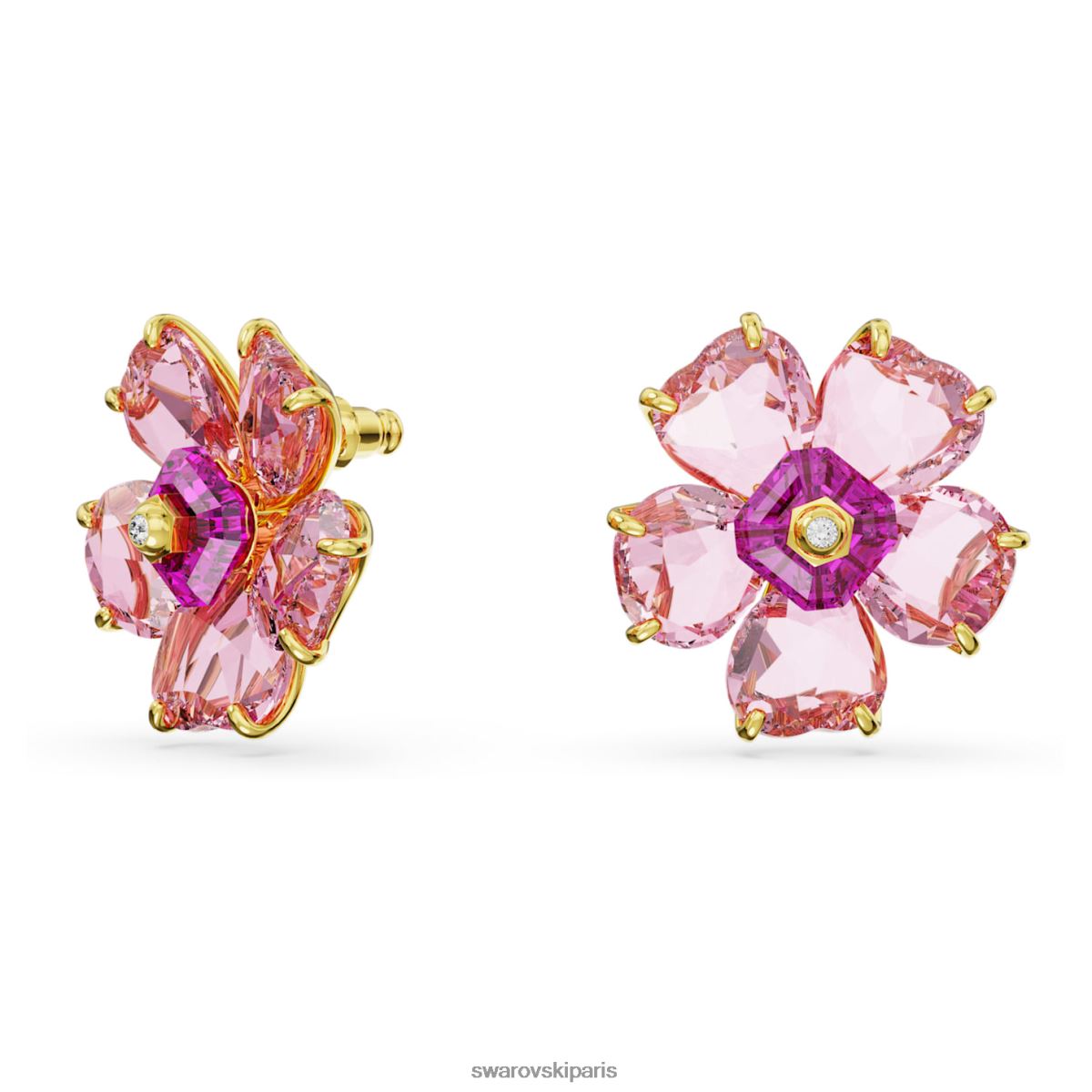 bijoux Swarovski boucles d'oreilles florere fleur, rose, métal doré RZD0XJ751