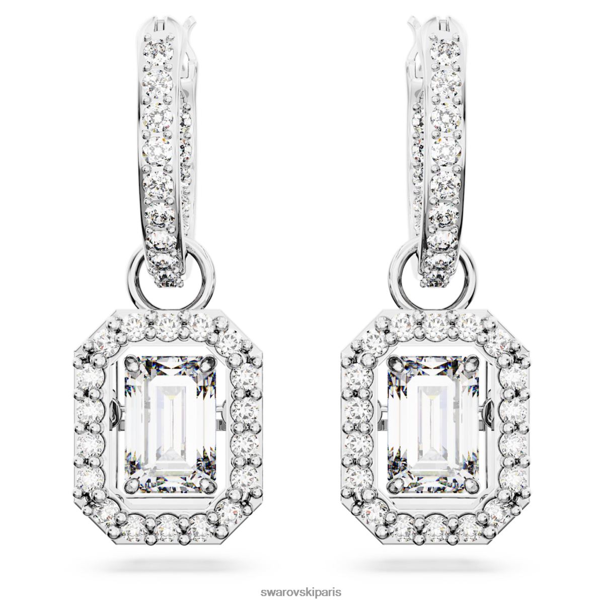 bijoux Swarovski boucles d'oreilles millenia taille octogonale, blanc, rhodié RZD0XJ775