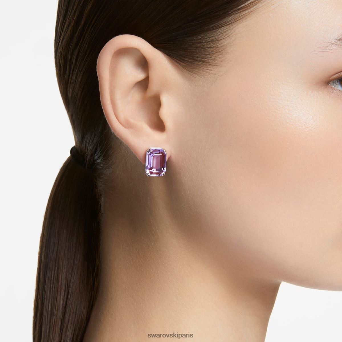 bijoux Swarovski boucles d'oreilles millenia taille octogonale, violet, rhodié RZD0XJ675