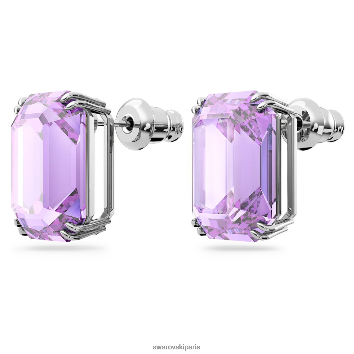 bijoux Swarovski boucles d'oreilles millenia taille octogonale, violet, rhodié RZD0XJ675