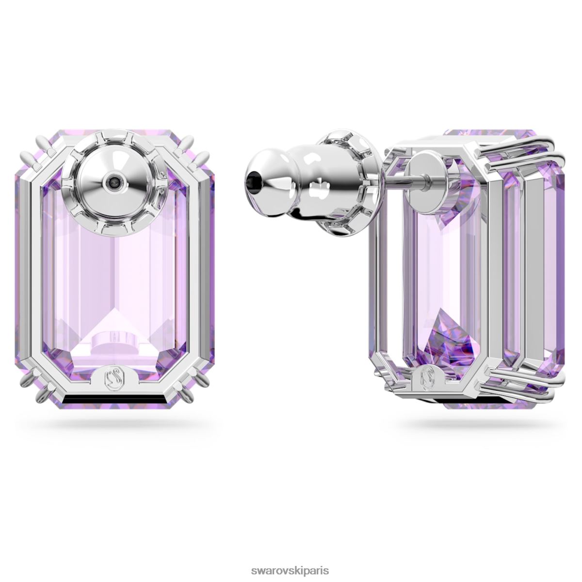 bijoux Swarovski boucles d'oreilles millenia taille octogonale, violet, rhodié RZD0XJ675