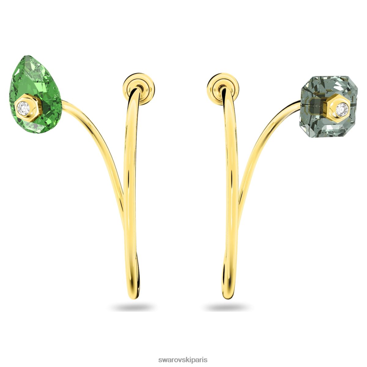 bijoux Swarovski boucles d'oreilles numina modèle asymétrique, coupes mixtes, multicolore, métal doré RZD0XJ820