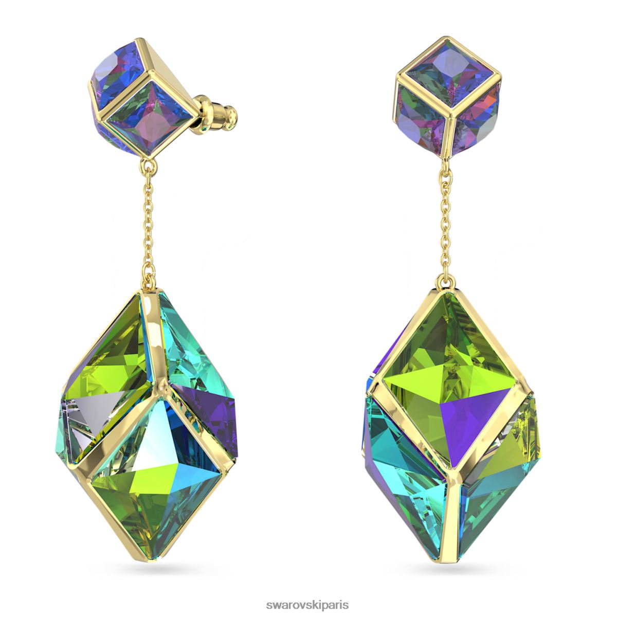 bijoux Swarovski boucles d'oreilles pendantes Curiosa coupes mixtes, vert, métal doré RZD0XJ845