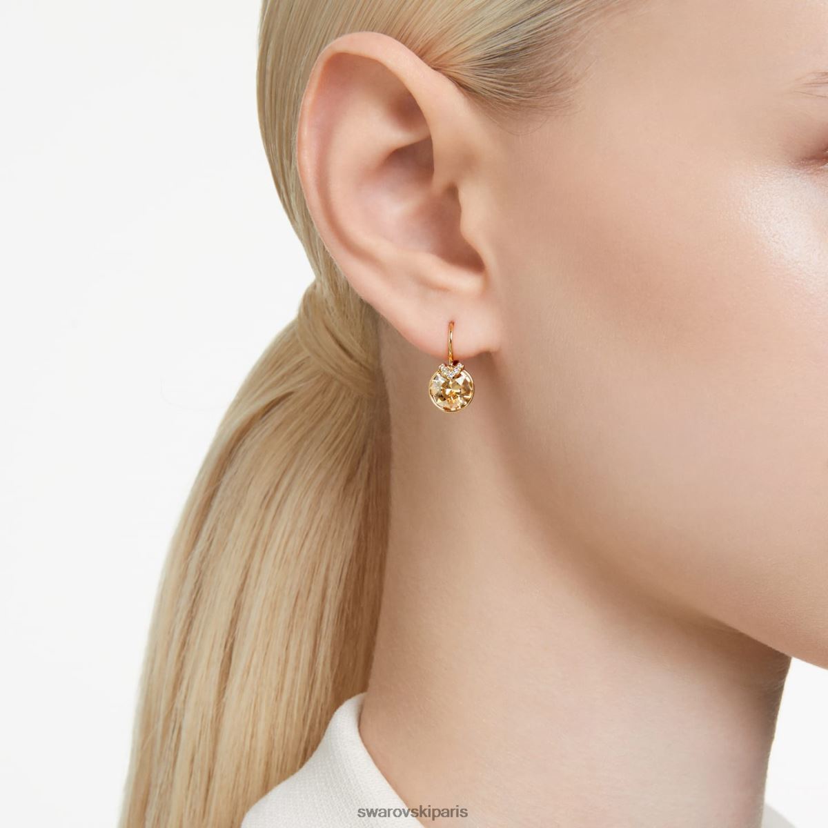 bijoux Swarovski boucles d'oreilles pendantes bella v coupe ronde, ton doré, plaqué ton or RZD0XJ778