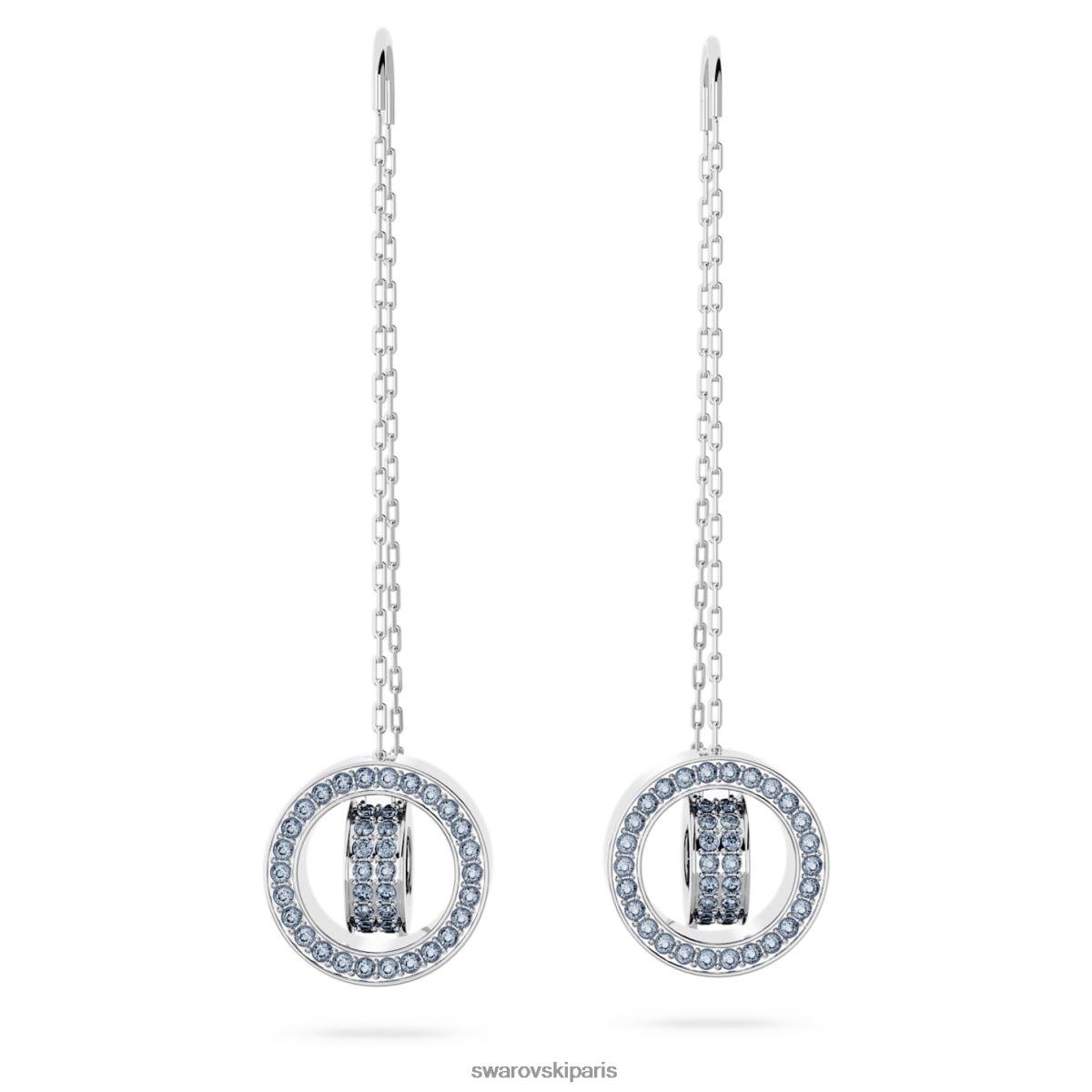 bijoux Swarovski boucles d'oreilles pendantes creuses bleu, rhodié RZD0XJ828