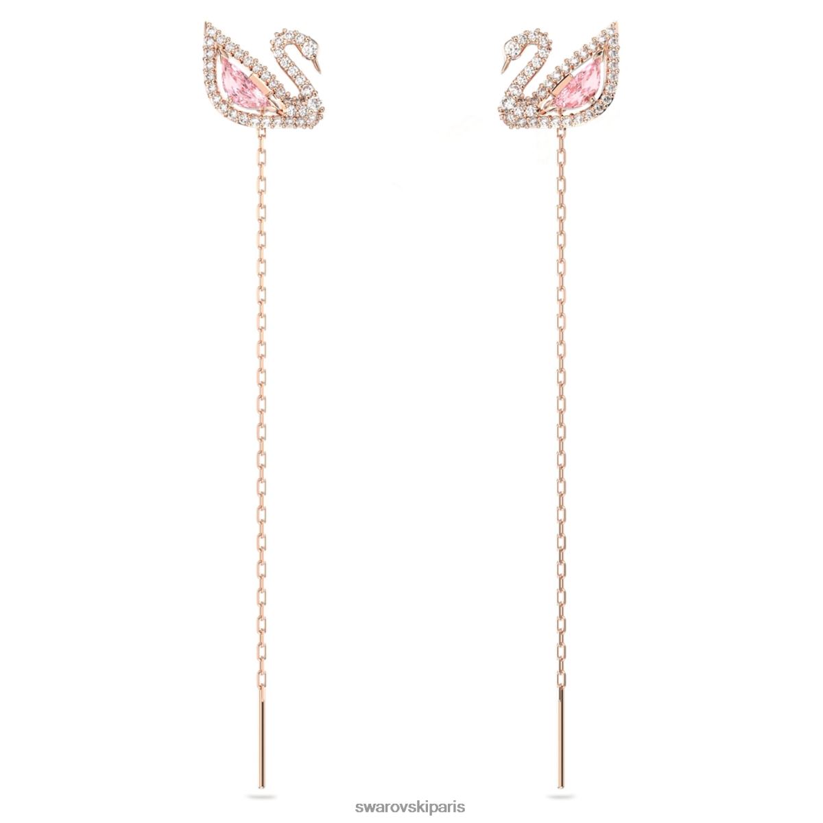 bijoux Swarovski boucles d'oreilles pendantes en forme de cygne éblouissant cygne, rose, métal doré rose RZD0XJ777