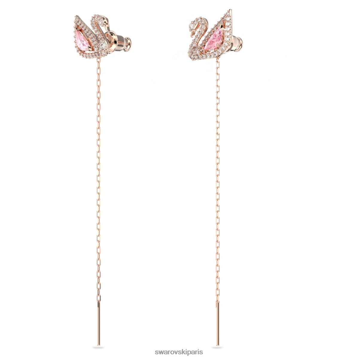 bijoux Swarovski boucles d'oreilles pendantes en forme de cygne éblouissant cygne, rose, métal doré rose RZD0XJ777