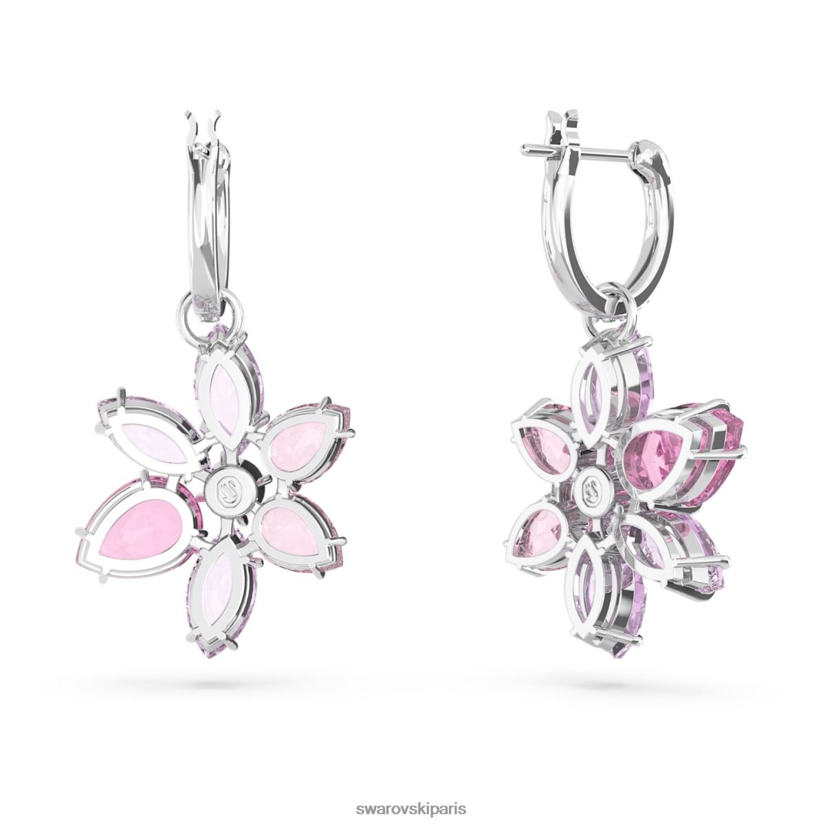 bijoux Swarovski boucles d'oreilles pendantes gema coupes mixtes, fleur, rose, rhodié RZD0XJ754