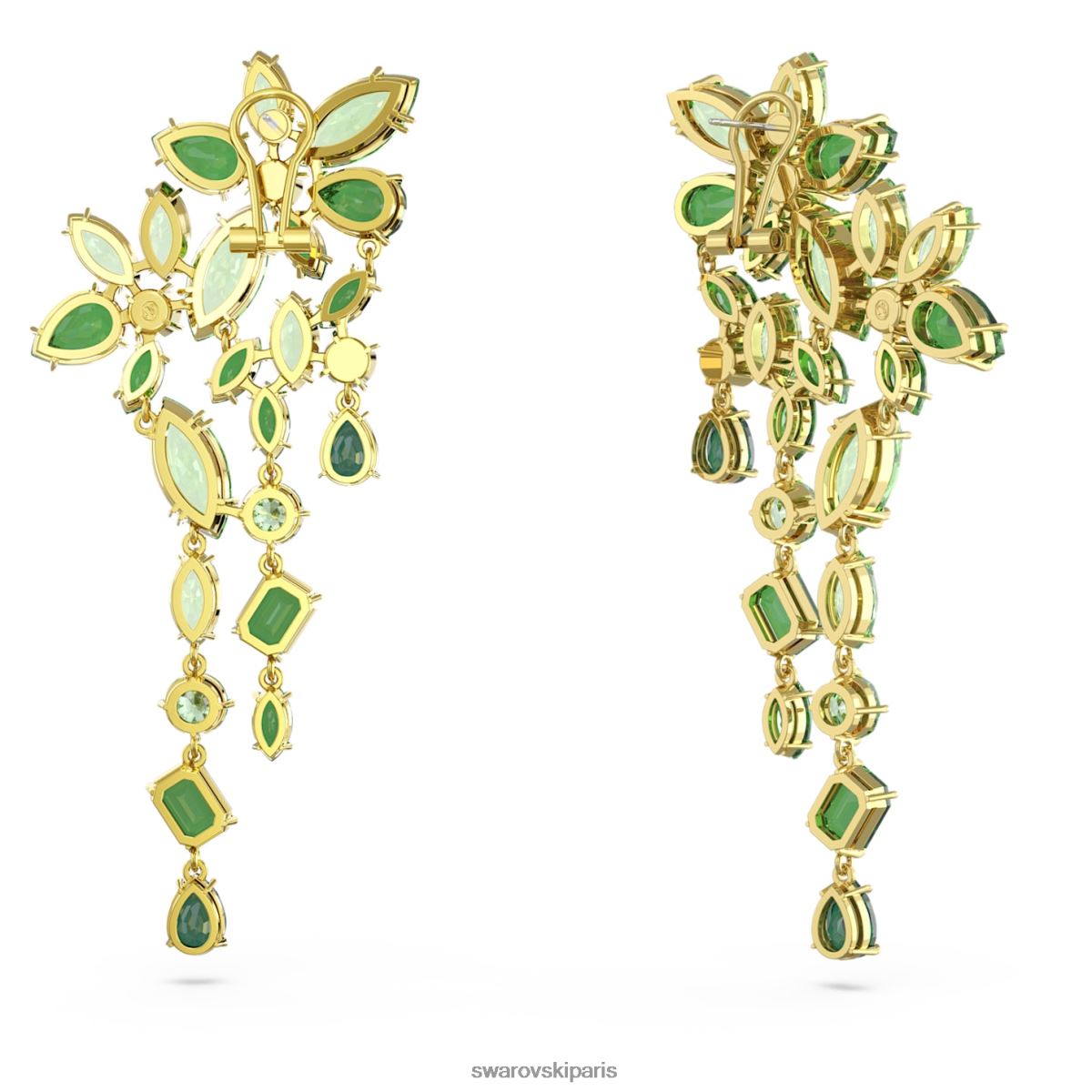 bijoux Swarovski boucles d'oreilles pendantes gema coupes mixtes, vert, métal doré RZD0XJ846