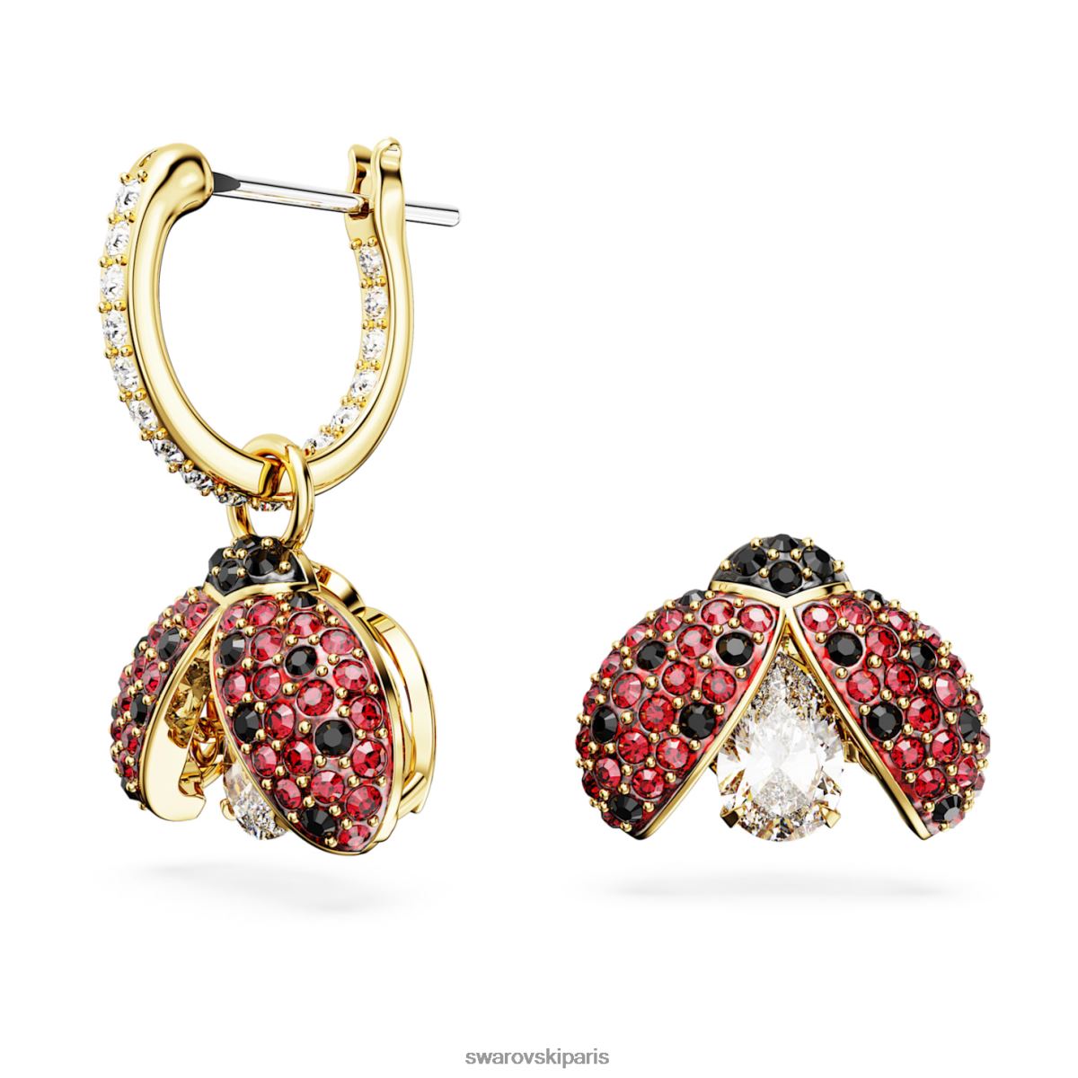 bijoux Swarovski boucles d'oreilles pendantes idyllia coccinelle, rouge, métal doré RZD0XJ826