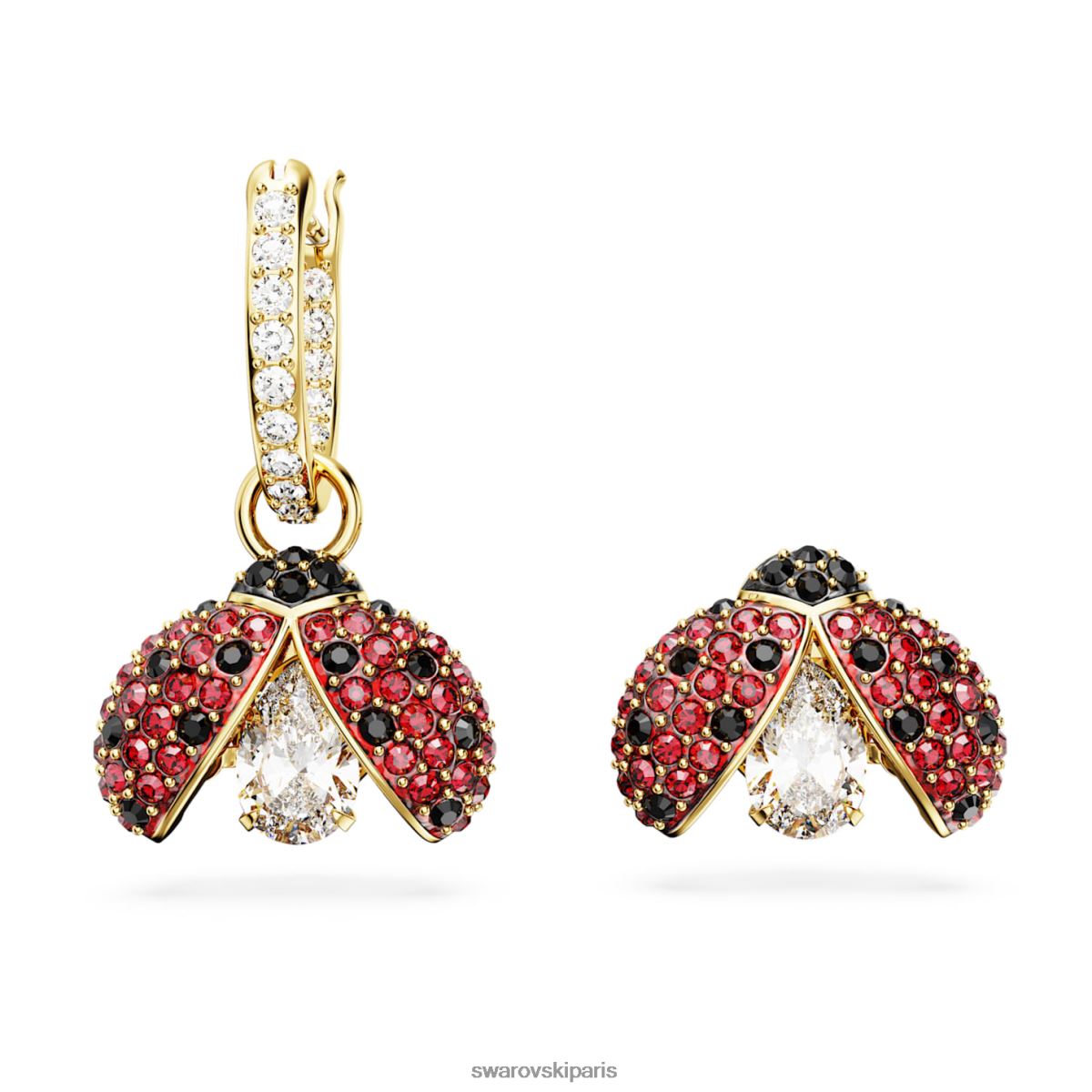 bijoux Swarovski boucles d'oreilles pendantes idyllia coccinelle, rouge, métal doré RZD0XJ826