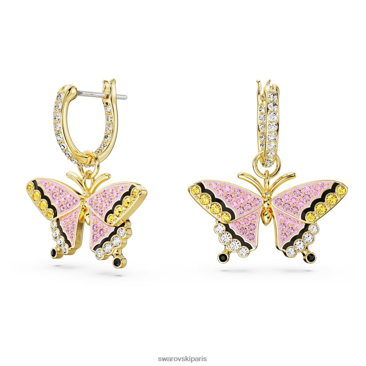 bijoux Swarovski boucles d'oreilles pendantes idyllia papillon, multicolore, métal doré RZD0XJ824