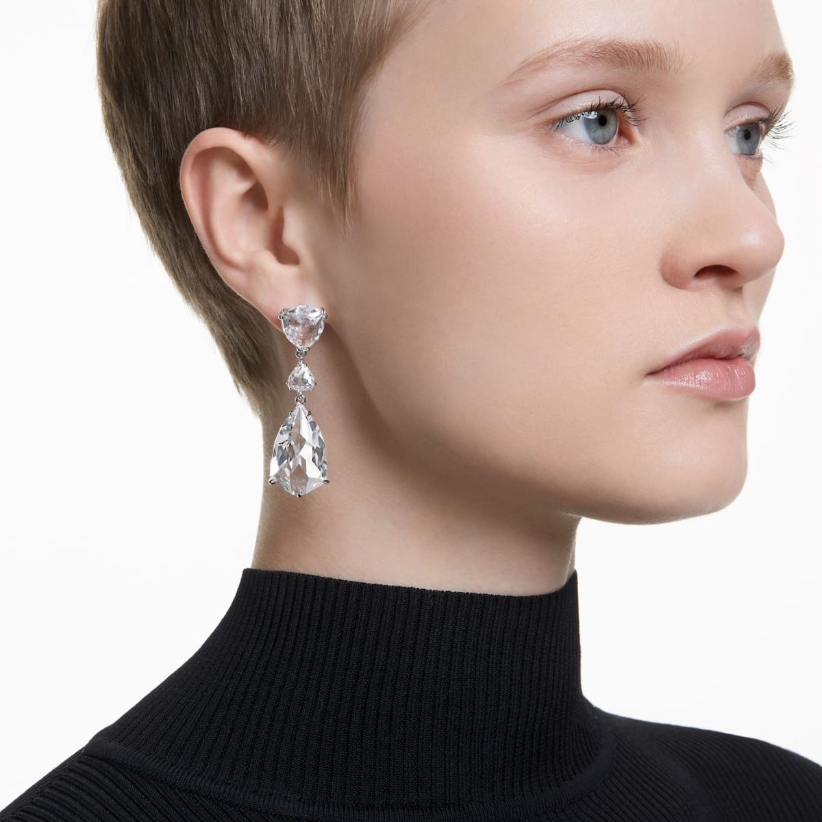 bijoux Swarovski boucles d'oreilles pendantes mesmera coupes mixtes, blanc, rhodié RZD0XJ755