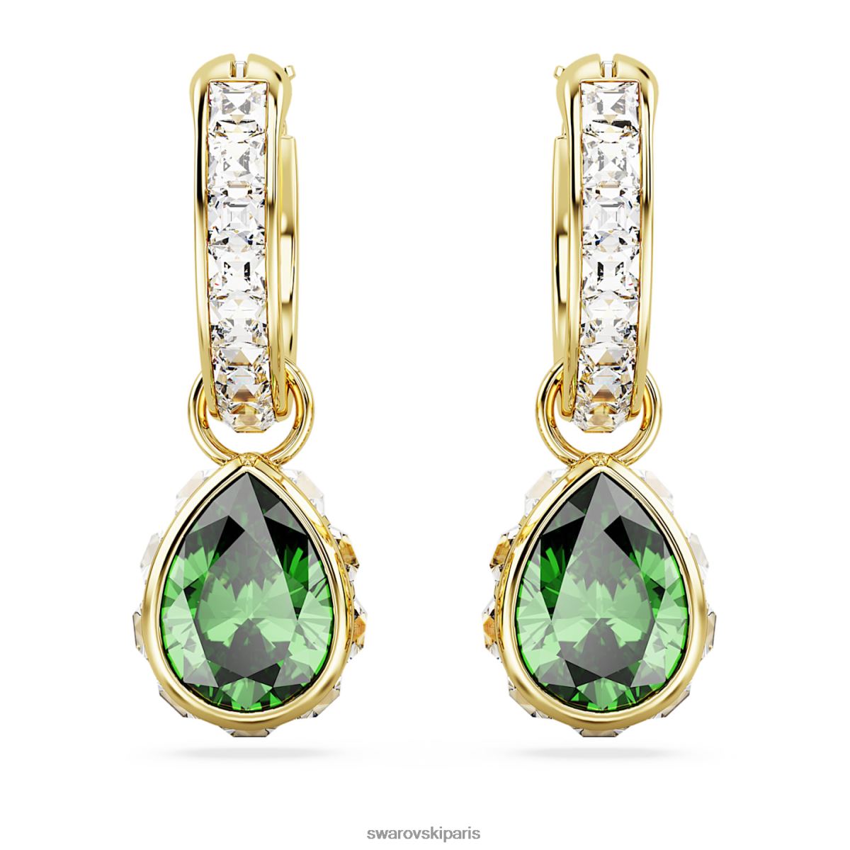 bijoux Swarovski boucles d'oreilles pendantes stilla taille poire, vert, métal doré RZD0XJ831