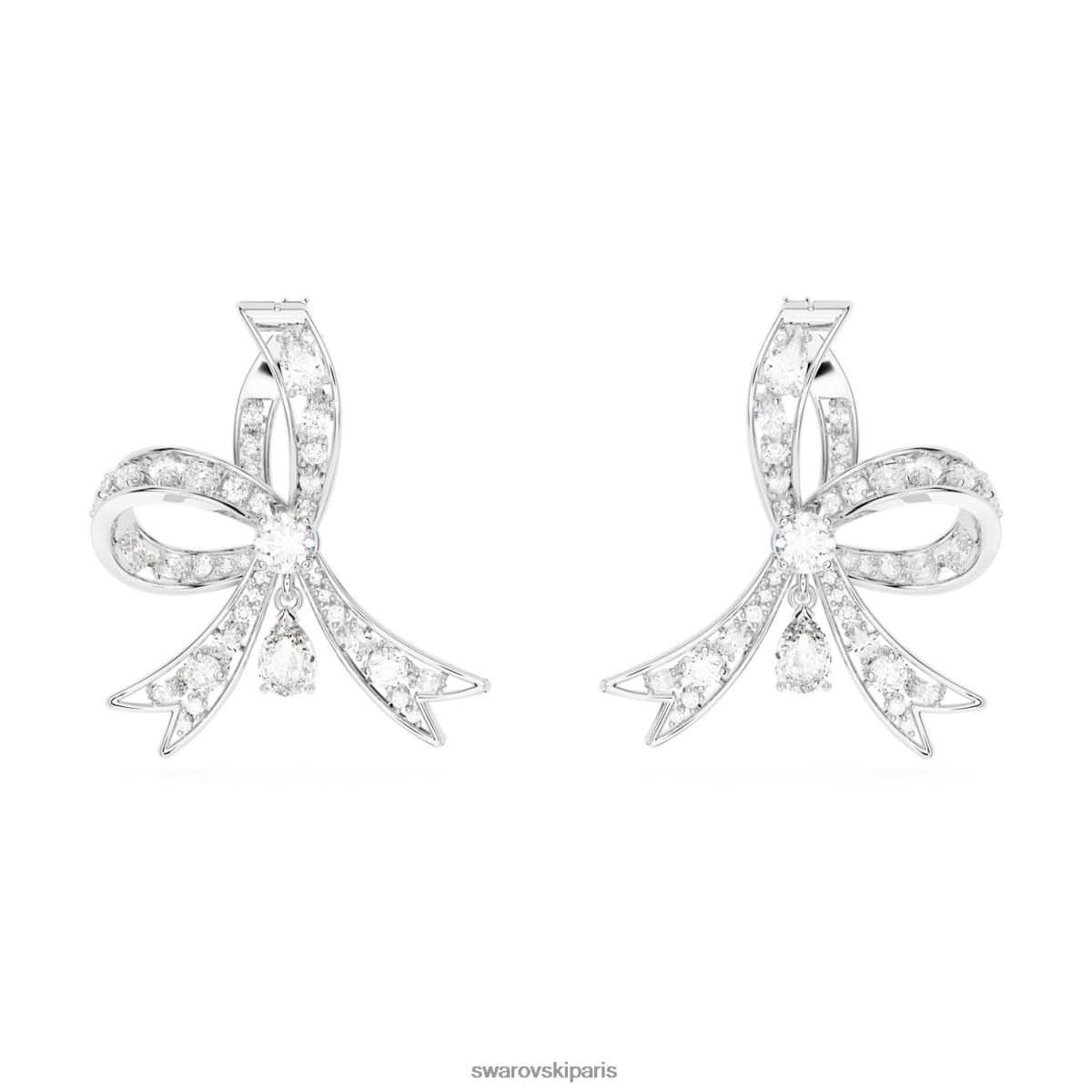 bijoux Swarovski boucles d'oreilles pendantes volta noeud, blanc, rhodié RZD0XJ709