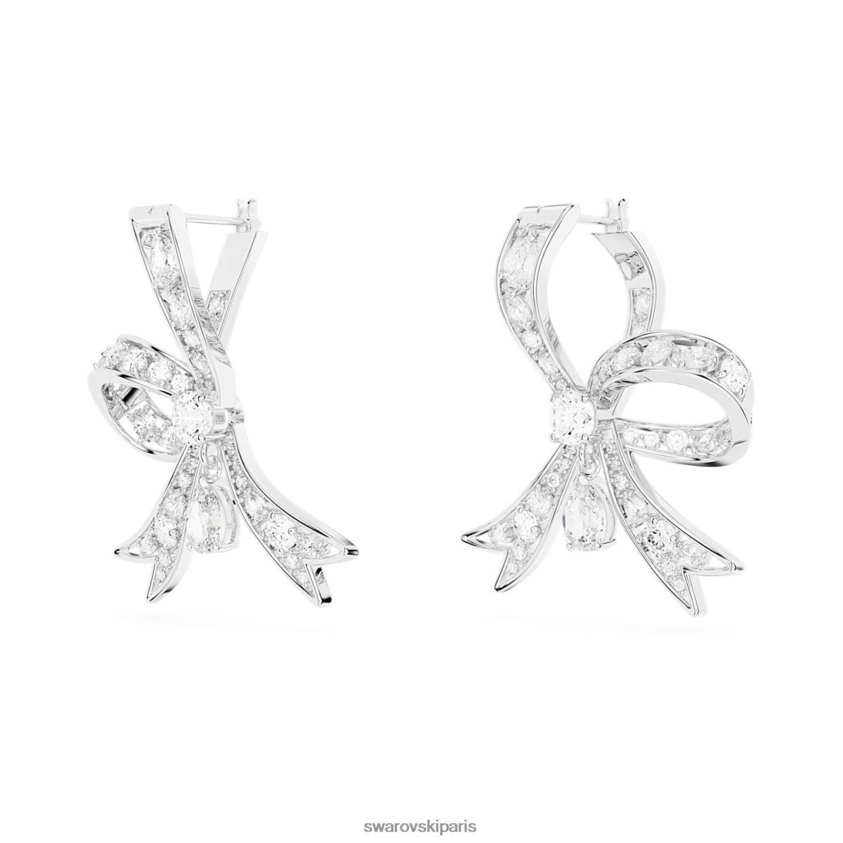bijoux Swarovski boucles d'oreilles pendantes volta noeud, blanc, rhodié RZD0XJ709