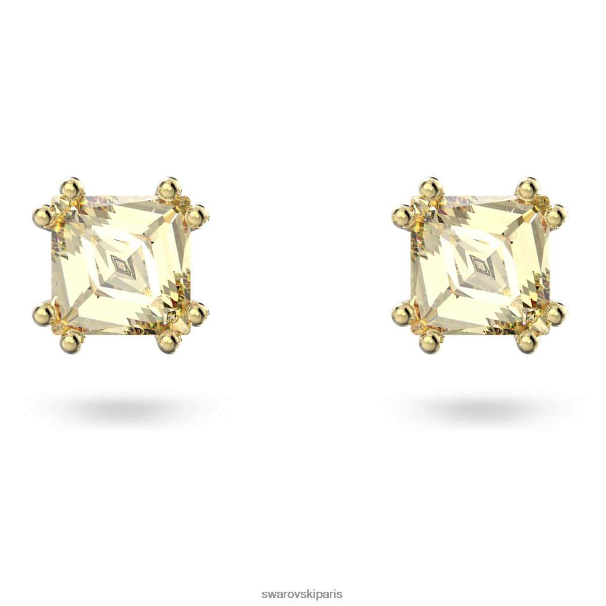 bijoux Swarovski boucles d'oreilles stilla coupe carrée, jaune, métal doré RZD0XJ681