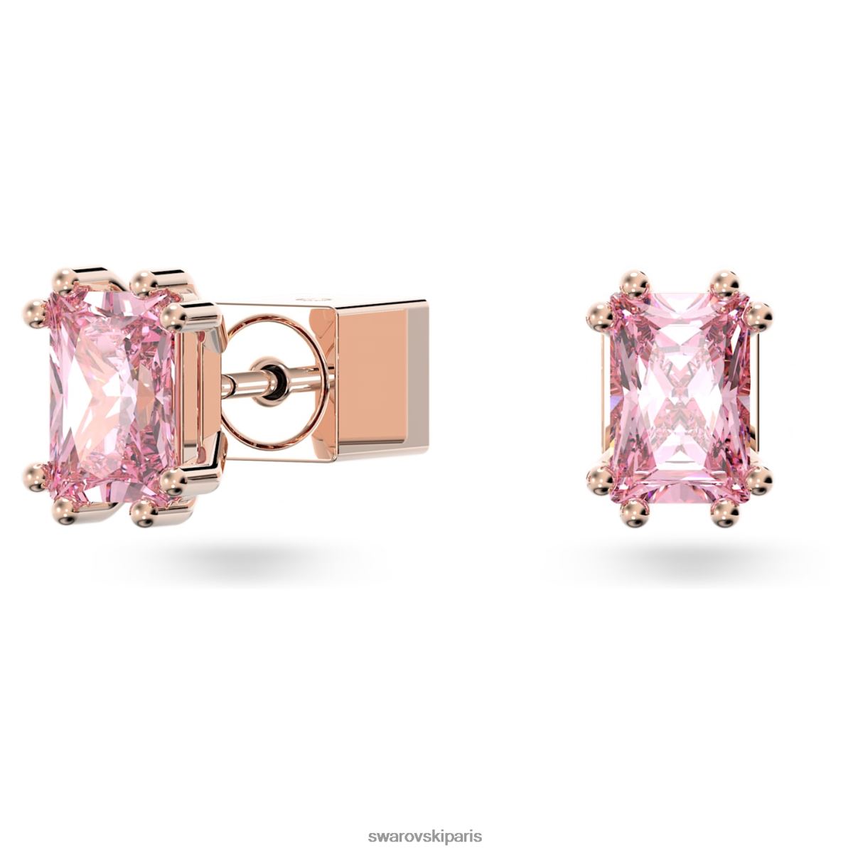 bijoux Swarovski boucles d'oreilles stilla taille rectangulaire, rose, plaqué ton or rose RZD0XJ680