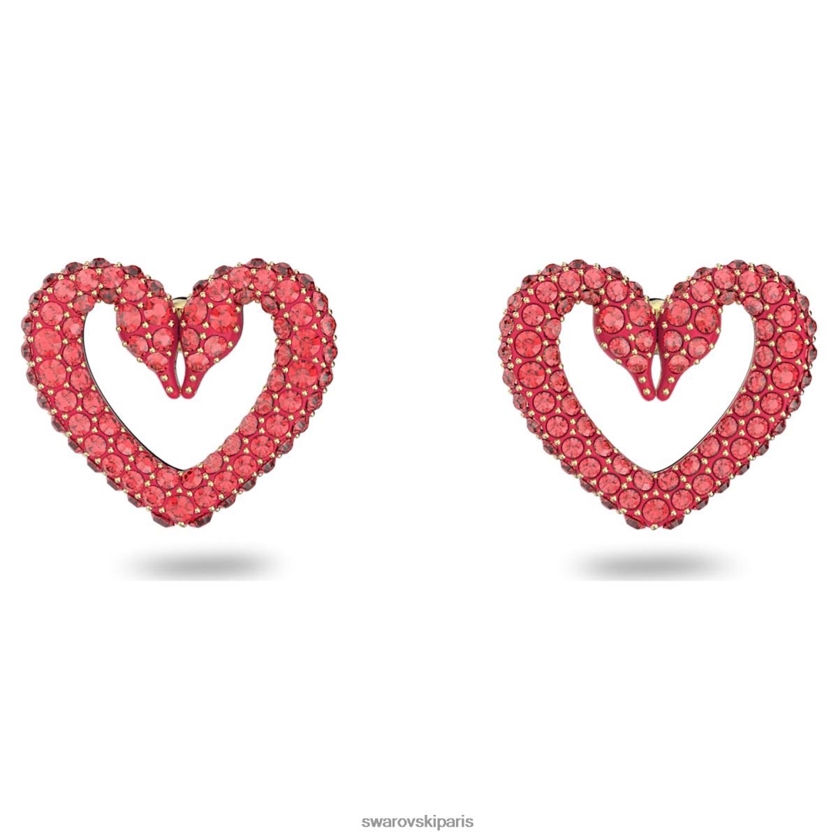 bijoux Swarovski boucles d'oreilles una coeur, rouge, métal doré RZD0XJ699