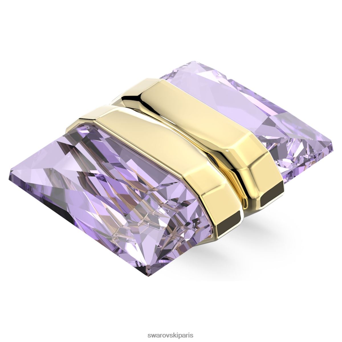 bijoux Swarovski manchette d'oreille transparente unique, fermeture magnétique, violet, métal doré RZD0XJ968