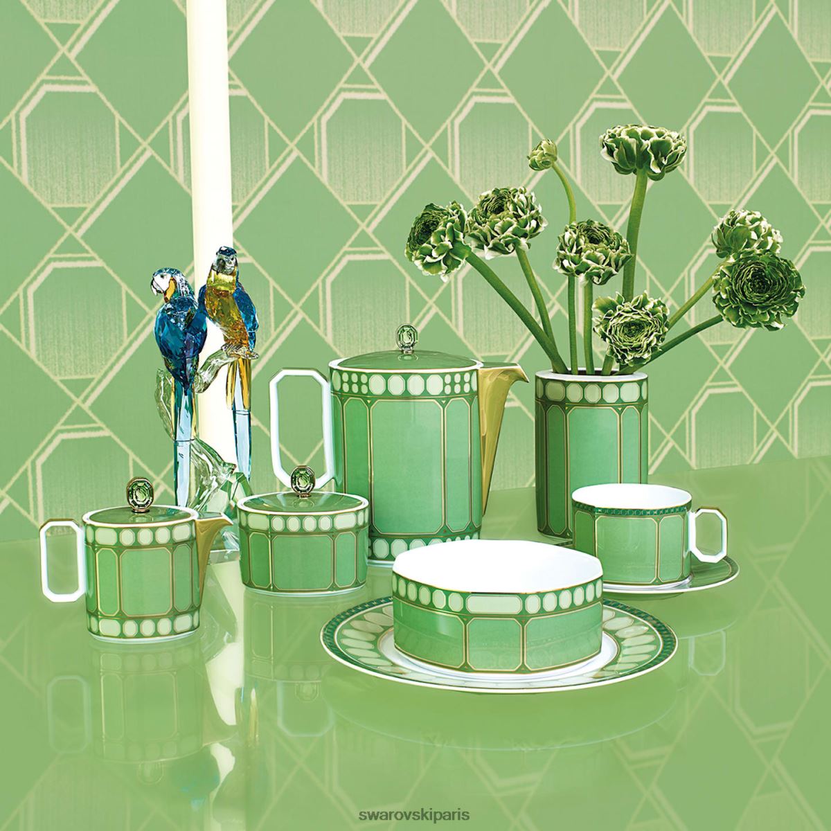 décorations Swarovski bol de céréales Signum porcelaine, vert RZD0XJ1720