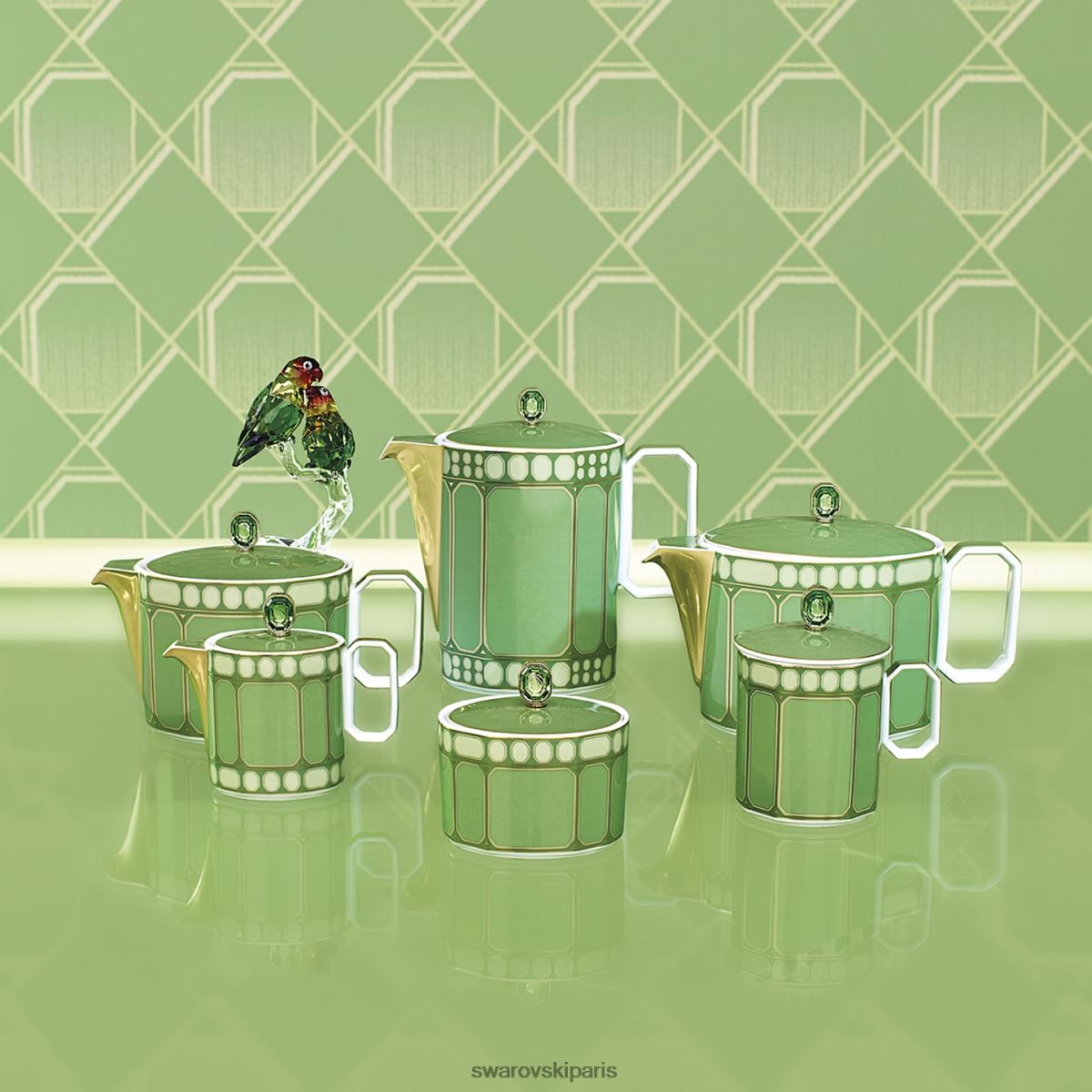 décorations Swarovski cafetière signum porcelaine, vert RZD0XJ1752